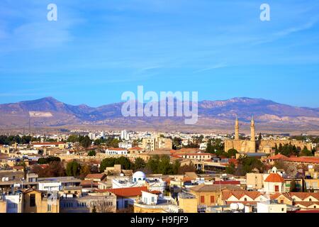 Elevated View of The Turkish Side of Nicosia Featuring Selimiye Mosque in North Cyprus, South Nicosia, Cyprus, Eastern Mediterranean Sea Stock Photo