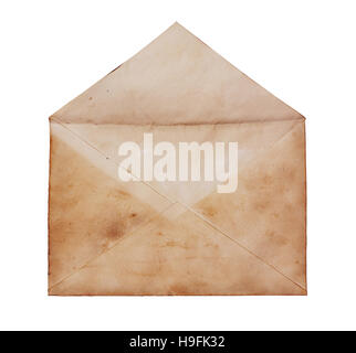 Old open envelope close up isolated on white Stock Photo