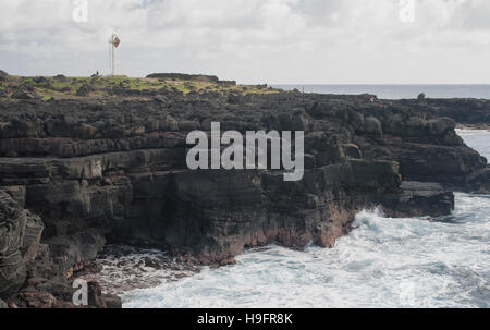 South Point Ka Lae in Hawaii with cliffs and ocean waves Stock Photo