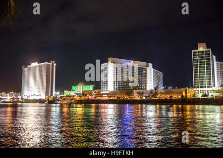 Hotels Casinos in Laughlin Nevada USA along the Colorado River Stock Photo