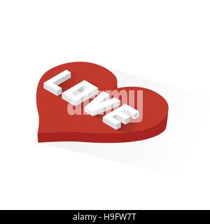 Isometric Heart Love Icon Stock Vector