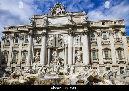 Trevi Fountain in Rome, Italy. The largest Baroque fountain in the city and one of the most famous fountains in the world Stock Photo