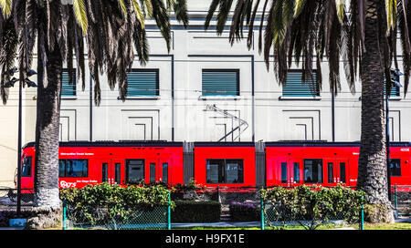 san diego trolley passenger train at the santa fe station Stock Photo