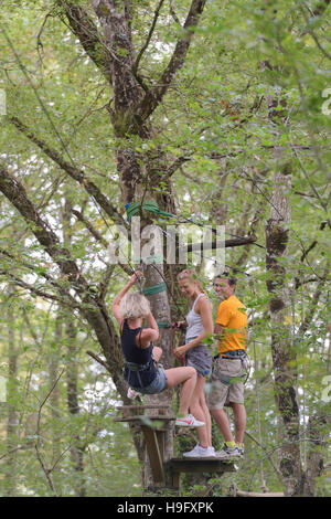 three hikers doing a three trail Stock Photo