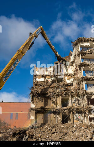 Demolition work on the former Telegraph House, Rochdale, Greater Manchester, England, UK. Stock Photo