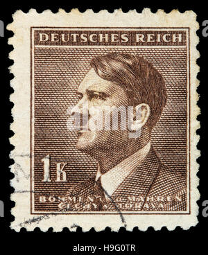 GERMAN REICH. Circa 1939 - c.1944: A postage stamp with portraying of Adolf Hitler Stock Photo