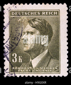 GERMAN REICH. Circa 1939 - c.1944: A postage stamp with portraying of Adolf Hitler Stock Photo