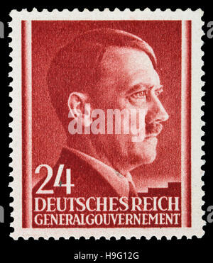 GERMAN REICH. Circa 1939 - c.1944: A postage stamp with portraying of Adolf Hitler Stock Photo