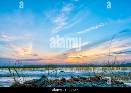 Sun setting over the the beautiful Hawassa Lake Stock Photo