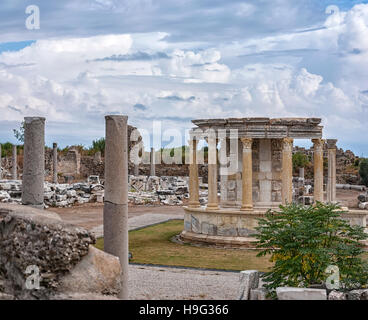 The Temple of Tyche situated in the Turkish town of Side. Stock Photo