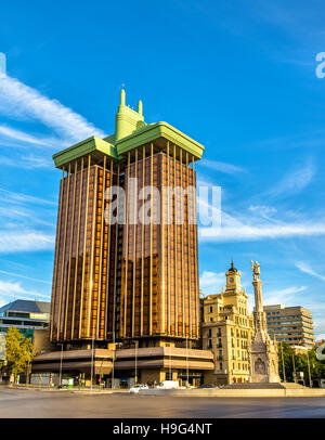 Columbus Towers or Torres de Colon, a highrise building in Madrid, Spain Stock Photo
