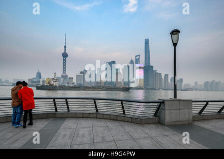 The Bund or Waitan is a waterfront area in central Shanghai, China Stock Photo