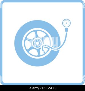 Tire pressure gage icon. Blue frame design. Vector illustration. Stock Vector