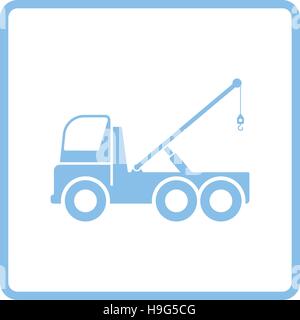 Car towing truck icon. Blue frame design. Vector illustration. Stock Vector