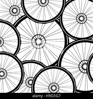 road and mountain bike wheels and tires pattern Stock Photo