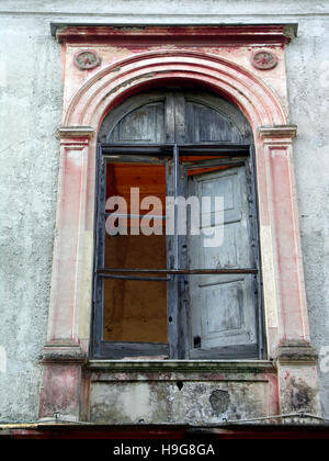 Picturesque broken window in Fusaro, Bacoli, Naples, Campania, Italy, Europe Stock Photo