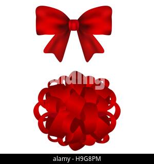 Set of red bows on a white background Stock Vector