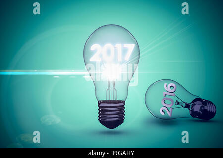 Composite image of light bulbs over white background Stock Photo
