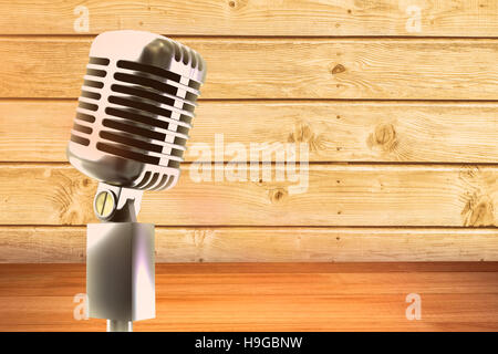 Composite image of retro chrome microphone Stock Photo