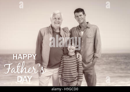 Multi generational family with Happy fathers day Stock Photo