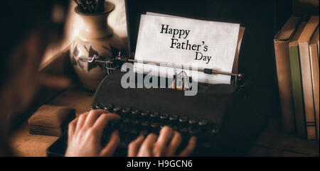 Hands typing on typewriter Stock Photo