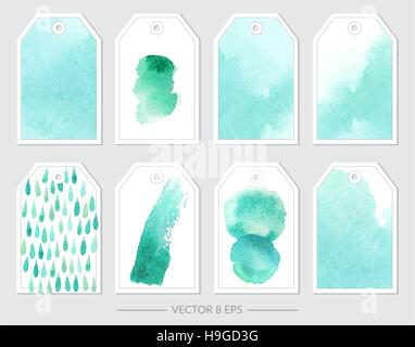 Set of vector watercolor shapes. Collections of vector geometric shapes with watercolor textures. Set of textures for design, corporative style Stock Vector