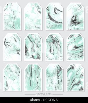 Vector. Set of tags with marble textures. Set of gentle marble textures for design, business cards, postcards and other. Stock Vector
