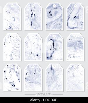 Vector. Set of tags with marble textures. Set of gentle marble textures for design, business cards, postcards and other. Stock Vector