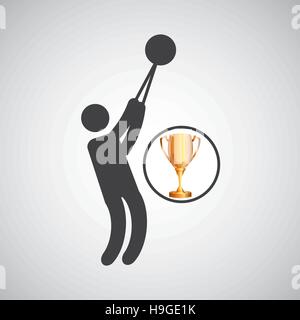 silhouette man hammer throw athlete trophy vector illustration eps 10 Stock Vector