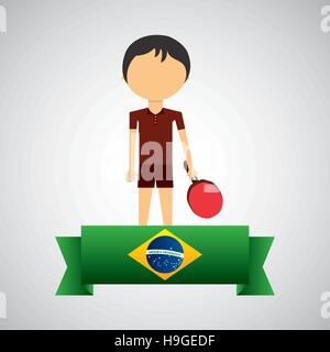 cartoon ping-pong player brazilian label vector illustration eps 10 Stock Vector