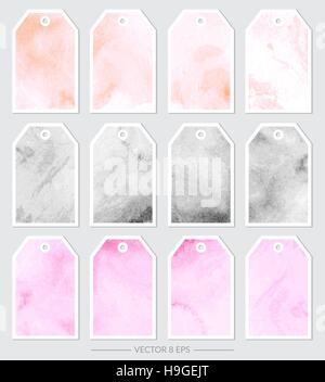 Vector. Set of tags with marble textures. Set of gentle marble textures for design, business cards, postcards and other. Stock Vector