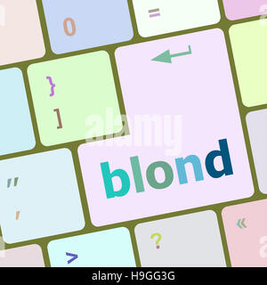 blond word on keyboard key, notebook computer button Stock Photo