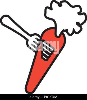 orange carrot on fork icon Stock Vector