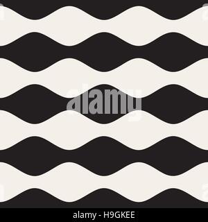 Vector Seamless Black and White Halftone Horizontal Stripes Pattern Stock Vector