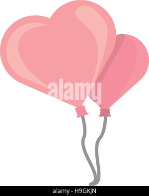 two pink balloons heart design Stock Vector
