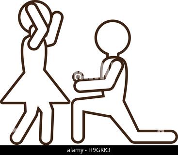 pictogram marriage proposal happy bride Stock Vector
