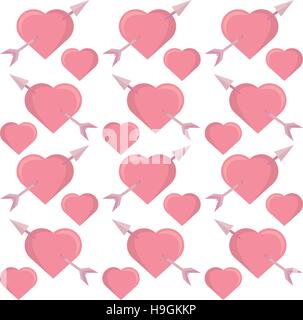 pink hearts arrows seamless pattern design Stock Vector