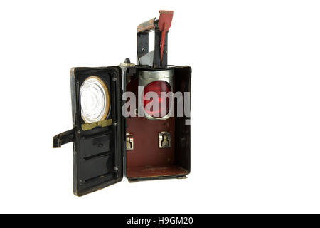 portrait of isolated vintage railroad lantern Stock Photo