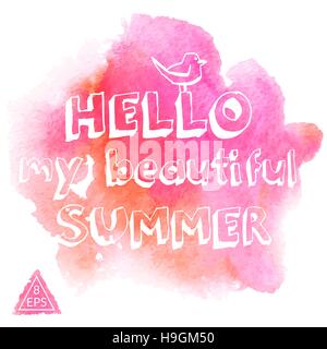 Watercolor blot with inscription isolated on white background. Calligraphic phrase on watercolor blot for your design. Vector. Stock Vector