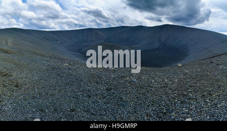 The Hverfjall (Hverfell) tephra cone or tuff ring volcano. Near Lake Myvatn, Northeast Iceland Stock Photo