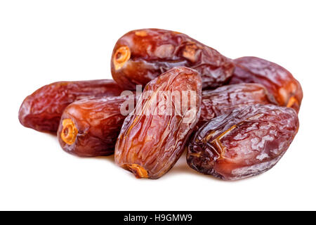 heap of dried dates over white Stock Photo