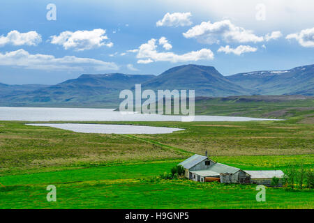 Landscape, countryside and coastline in the Vatnsnes peninsula, northwest Iceland Stock Photo