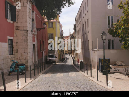 Street in Alfama district Lisbon Portugal Stock Photo