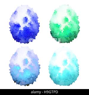 set of vector colorful mosaic eggs for postcard, for Easter, for backgrounds and textures Stock Vector