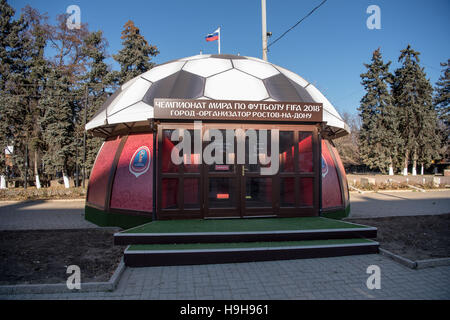 Rostov-on-Don, Russia. 23rd Nov, 2016. An info stand for the 2018 soccer World Cup seen in Rostov-on-Don, Russia, 23 November 2016. Photo: Peter Kneffel/dpa/Alamy Live News Stock Photo