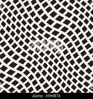 Vector Seamless Black and White Distorted Wavy Lines Pavement Pattern Stock Vector
