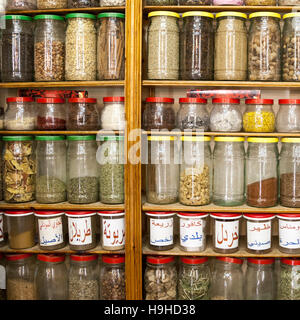Spices market stand in Meknes, Marocco Stock Photo