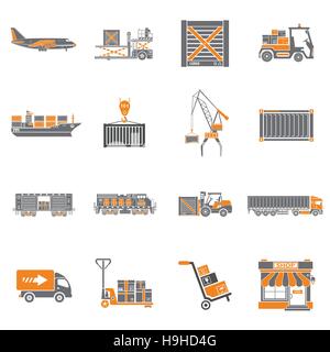 Cargo Transport and Packaging Icon Set Stock Vector