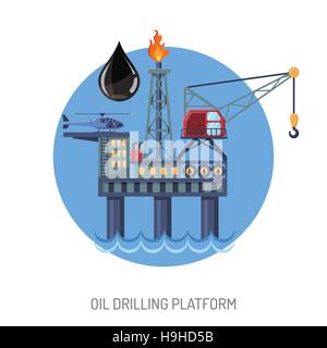Oil drilling platform concept Stock Vector