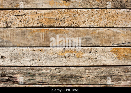 Weathered wooden panels on a beachfront. Stock Photo